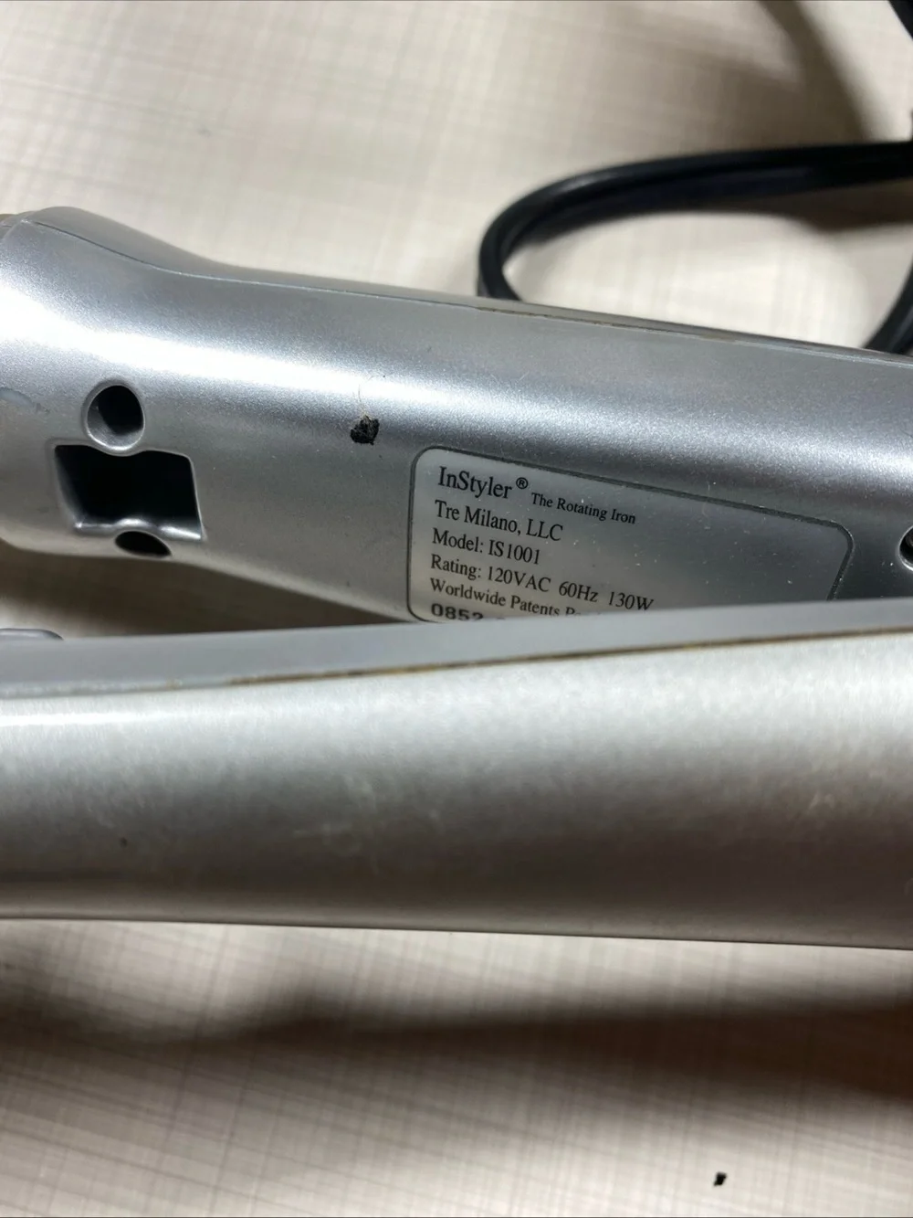 Instyler 1 1/4” Rotating Hair Styling Hot Iron Brush Silver IS1001